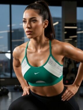 Nike Teal and Gray Sports Bra Very Good Condition
